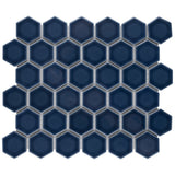 Merola Tile Hudson Due Hex 2 in. Denim Blue 11 in. x 12 in. Porcelain Mosaic (9.97 sq. ft. / Case)