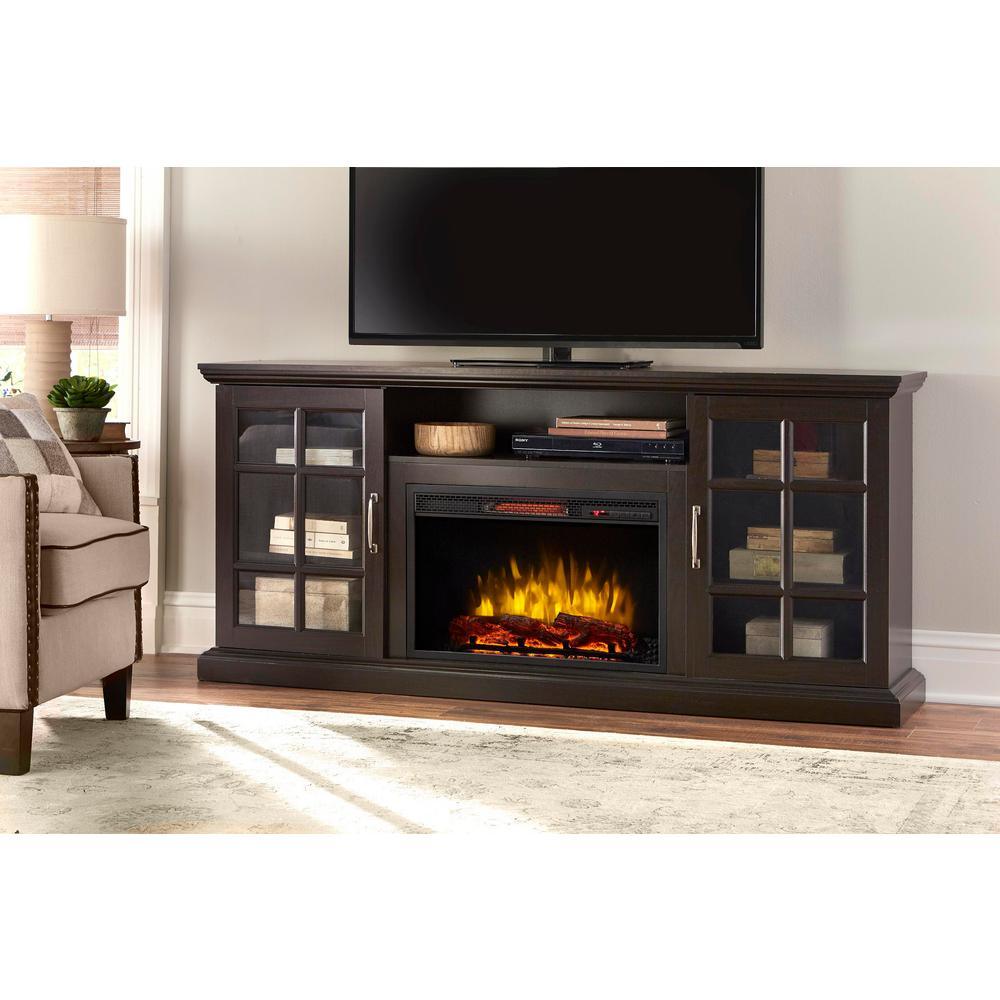 Edenfield 48 in. Freestanding Infrared Electric Fireplace TV Stand in Aged White - Super Arbor