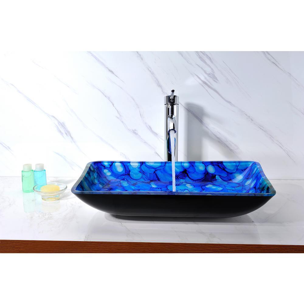 Avao Deco-Glass Vessel Sink in Lustrous Blue - Super Arbor