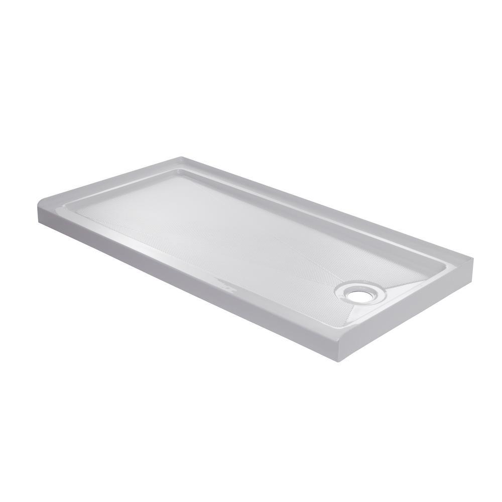 Jetcoat 32 in. x 60 in. x 78 in. Shower Kit in Driftwood with Right Drain Base in White (5-Piece) - Super Arbor