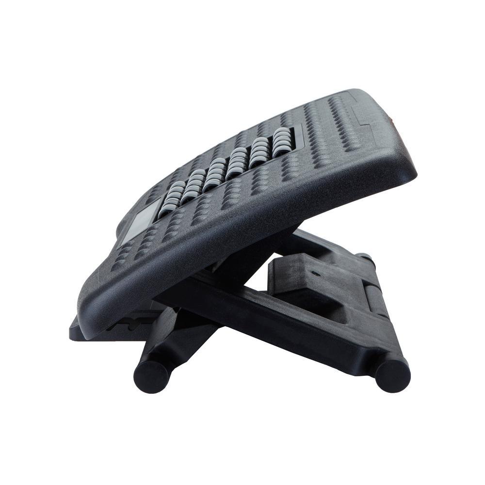 Black Adjustable Height Ergonomic Foot Rest with Massage Rollers - Super Arbor