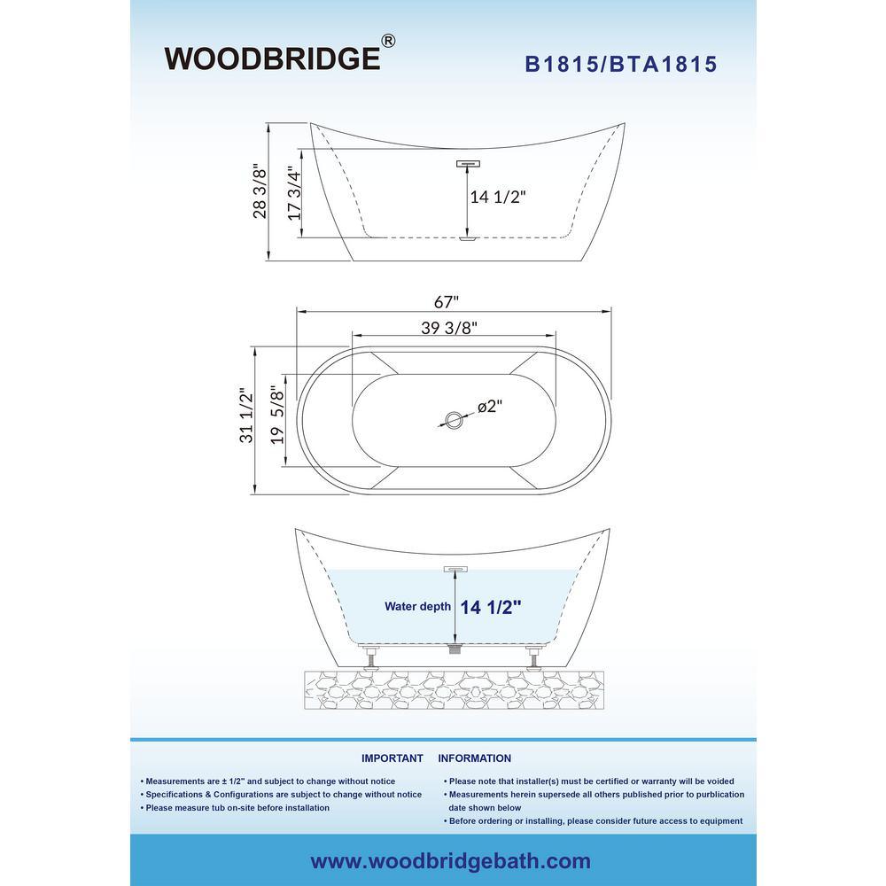 Rolande 67 in. Acrylic Freestanding Double Slipper Flat Bottom Soaking Bathtub with Drain and Overflow Included in Black - Super Arbor