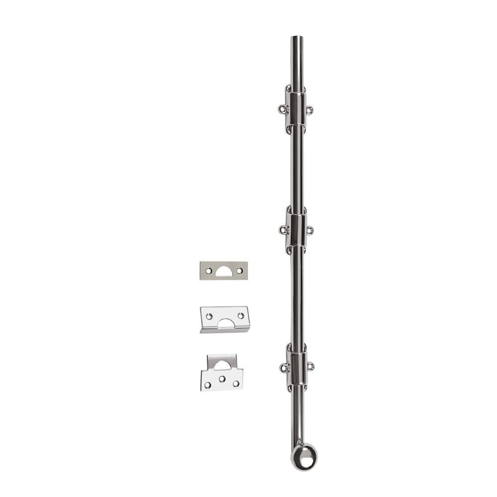 18 in. Heavy-Duty Solid Brass Matte Black Surface Bolt with Round Knob - Super Arbor