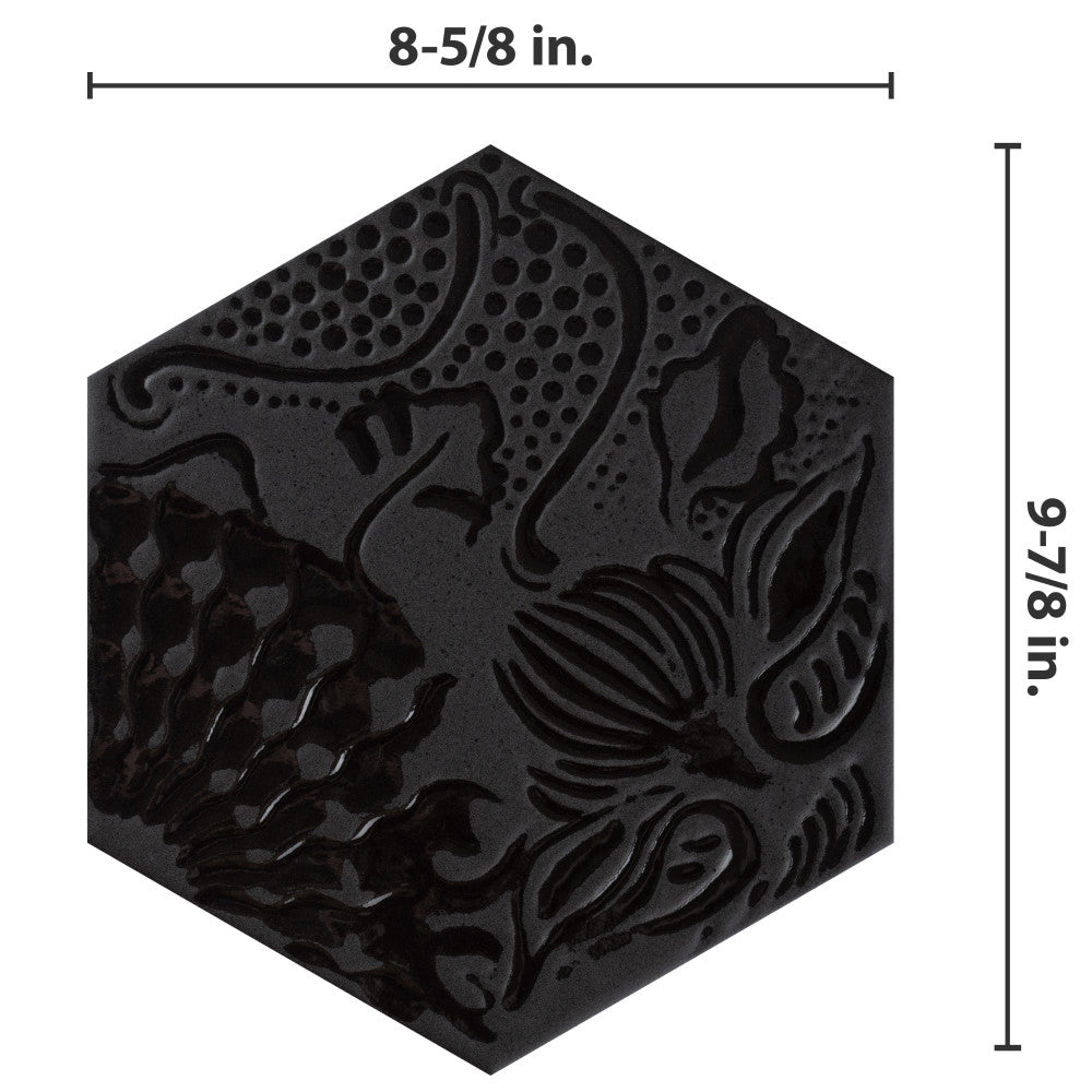 Merola Tile Gaudi Hex Black 8-5/8 in. x 9-7/8 in. Porcelain Floor and Wall Tile (11.56 sq. ft. / case)