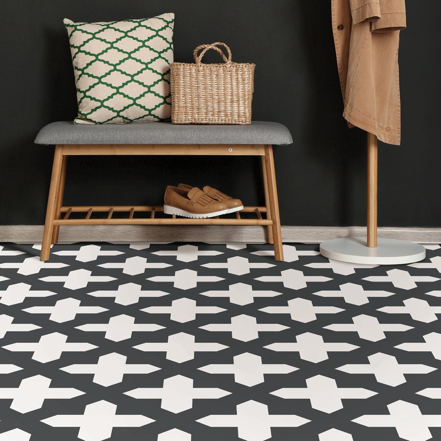 FloorPops Black 12-in x 12-in Water Resistant Peel and Stick Vinyl Tile Flooring (20-sq ft)