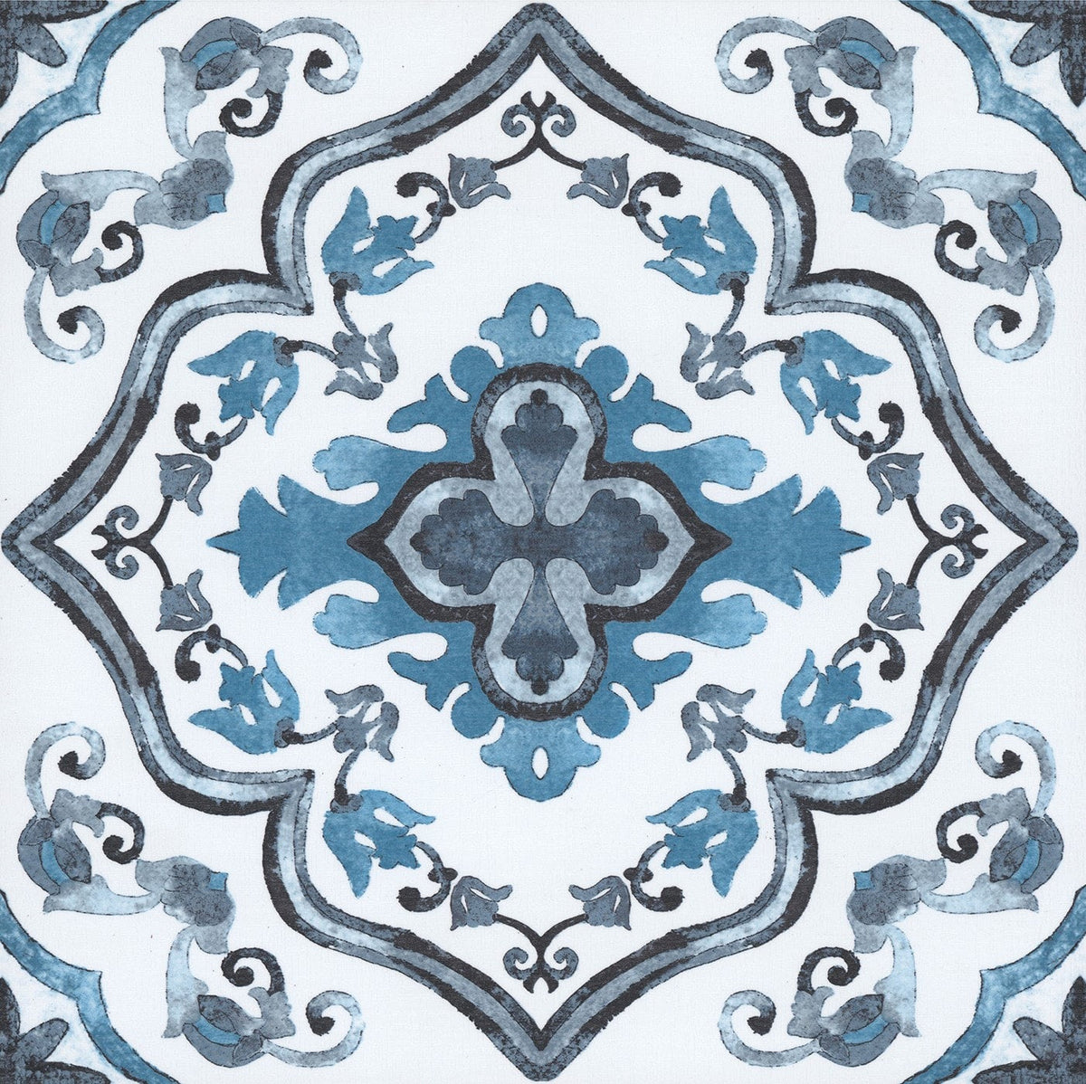 FloorPops Marrakesh Blue 12-in x 12-in Water-Resistant Peel-and-Stick Vinyl Tile Flooring, 20-sq ft Carton
