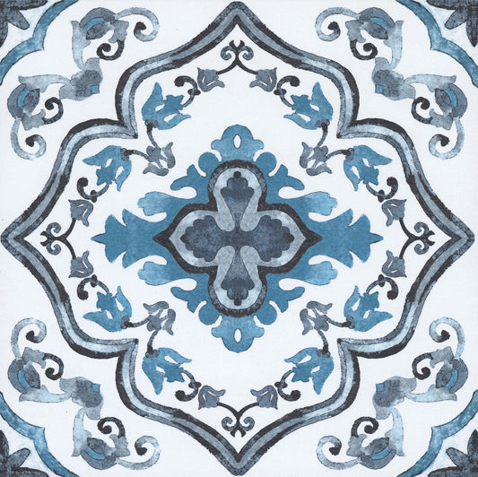 FloorPops Marrakesh Blue 12-in x 12-in Water-Resistant Peel-and-Stick Vinyl Tile Flooring, 20-sq ft Carton