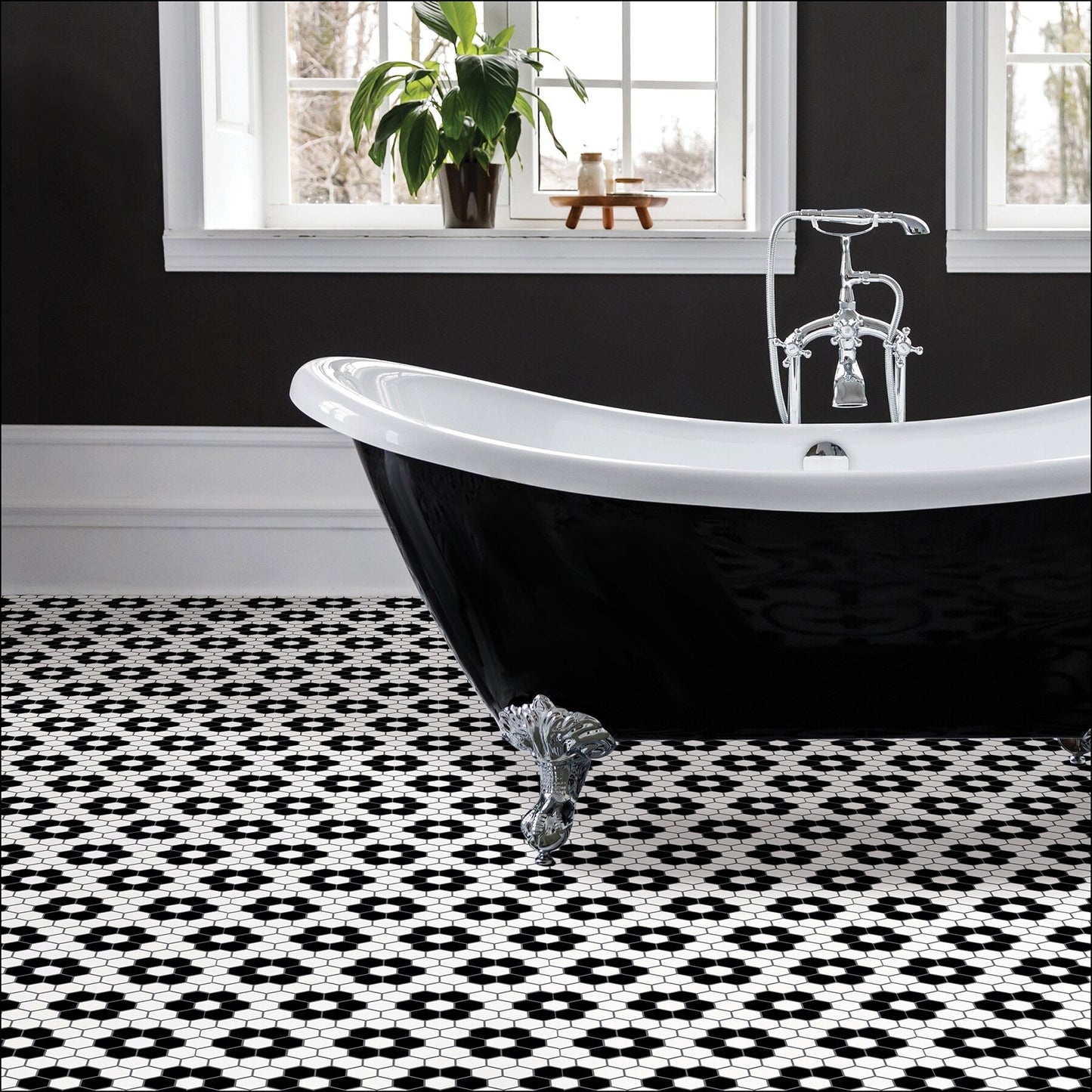 FloorPops Black 12-in x 12-in Water Resistant Peel and Stick Vinyl Tile Flooring (20-sq ft)