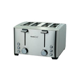 1500 W 4-Slice Silver Wide Slot Toaster with 6 Bread Shade Settings and Removable Crumb Tray
