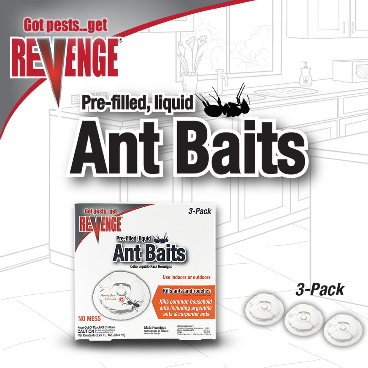 Bonide Revenge Ant Bait Stations, Honeydew Formula – 3 Pack