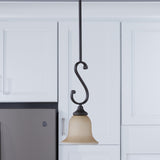 Kichler Monroe Olde Bronze Transitional Etched Glass Bell Pendant Light, 1-Light, 7-in W x 16-in H