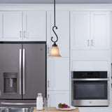 Kichler Monroe Olde Bronze Transitional Etched Glass Bell Pendant Light, 1-Light, 7-in W x 16-in H