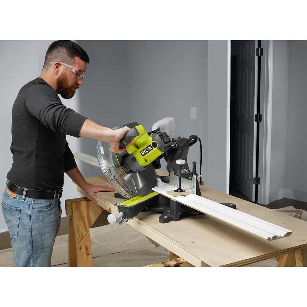 12 in. Sliding Miter Saw with LED and Miter Saw Stand with Tool-Less Height Adjustment - Super Arbor