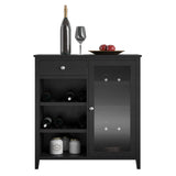 Ameriwood Home Tuxedo Contemporary/Modern Black Curio Cabinet with Wine Storage