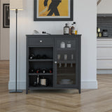 Ameriwood Home Tuxedo Contemporary/Modern Black Curio Cabinet with Wine Storage