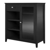 Ameriwood Home Tuxedo Contemporary/Modern Black Curio Cabinet with Wine Storage