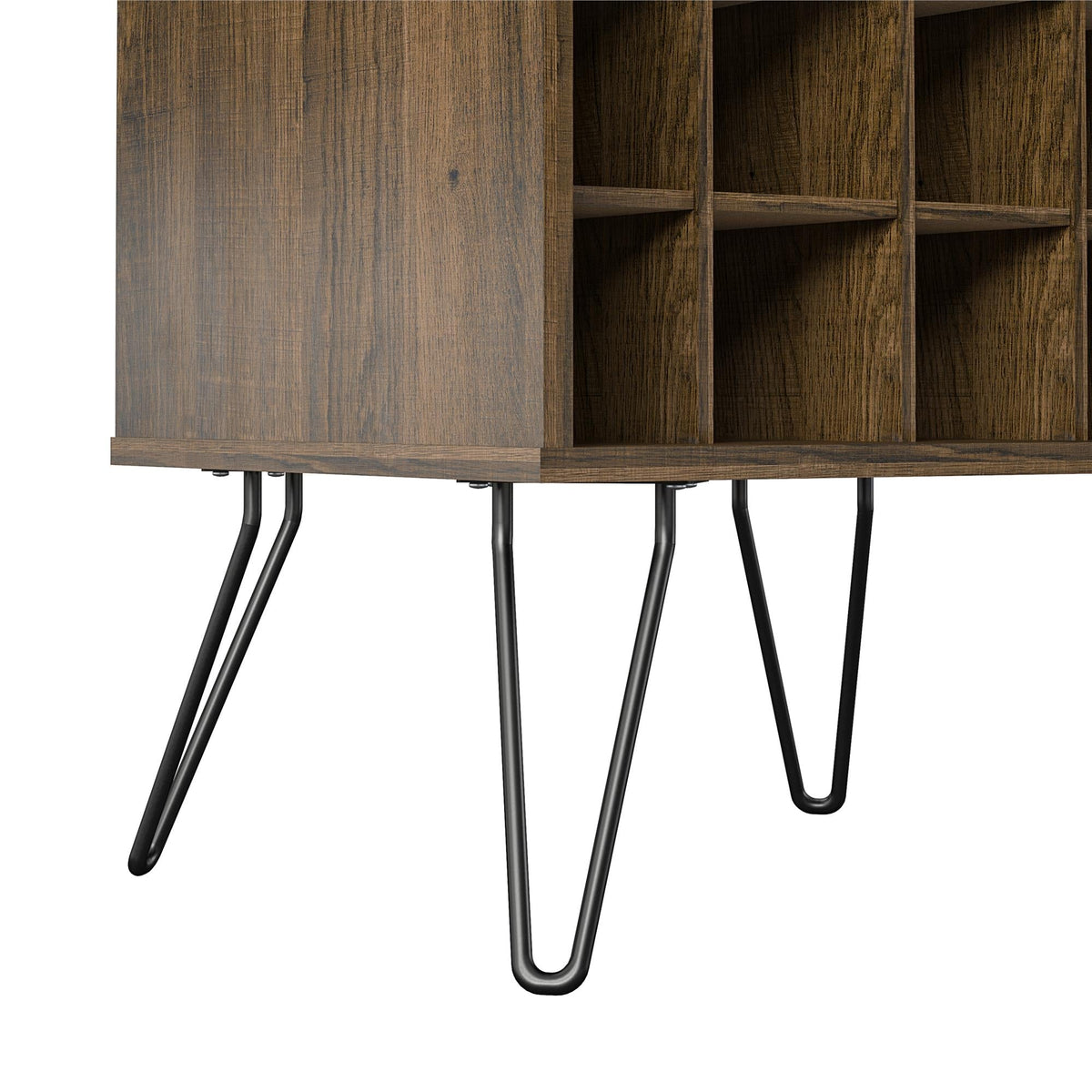 Ameriwood Home Concord Contemporary/Modern Homestead Oak Metal Curio Cabinet with Wine Storage