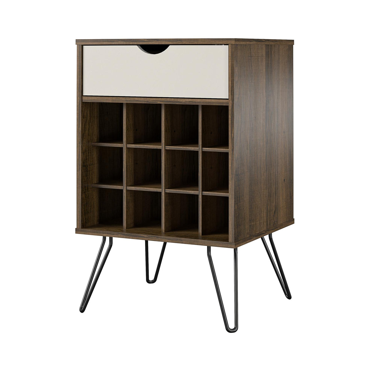 Ameriwood Home Concord Contemporary/Modern Homestead Oak Metal Curio Cabinet with Wine Storage
