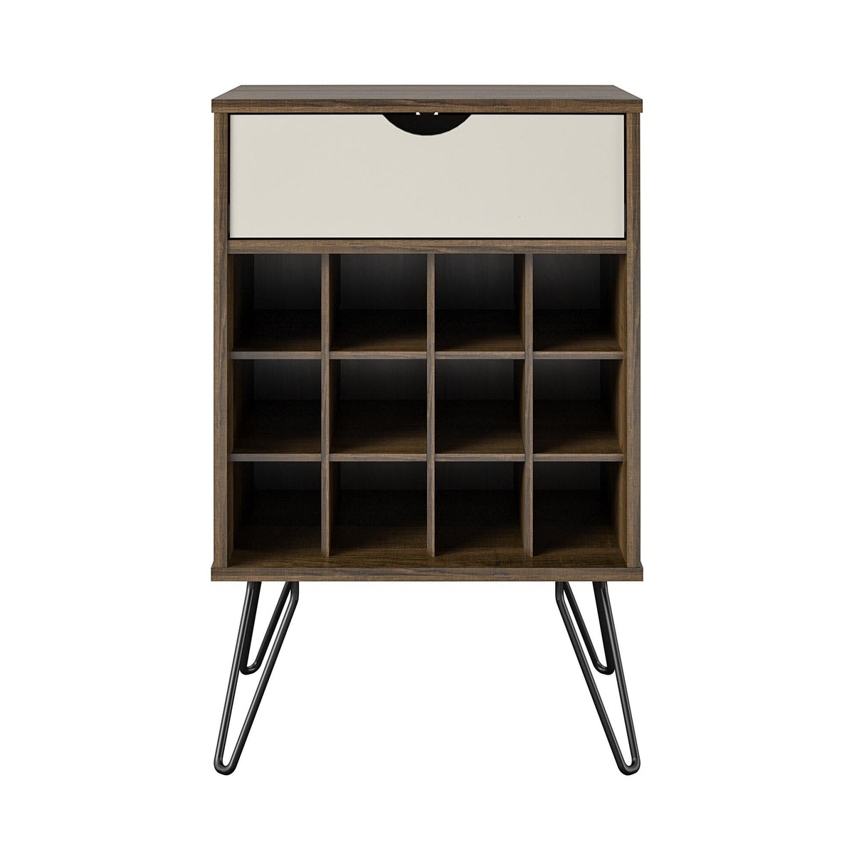 Ameriwood Home Concord Contemporary/Modern Homestead Oak Metal Curio Cabinet with Wine Storage