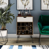 Ameriwood Home Concord Contemporary/Modern Homestead Oak Metal Curio Cabinet with Wine Storage