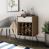 Ameriwood Home Concord Contemporary/Modern Homestead Oak Metal Curio Cabinet with Wine Storage