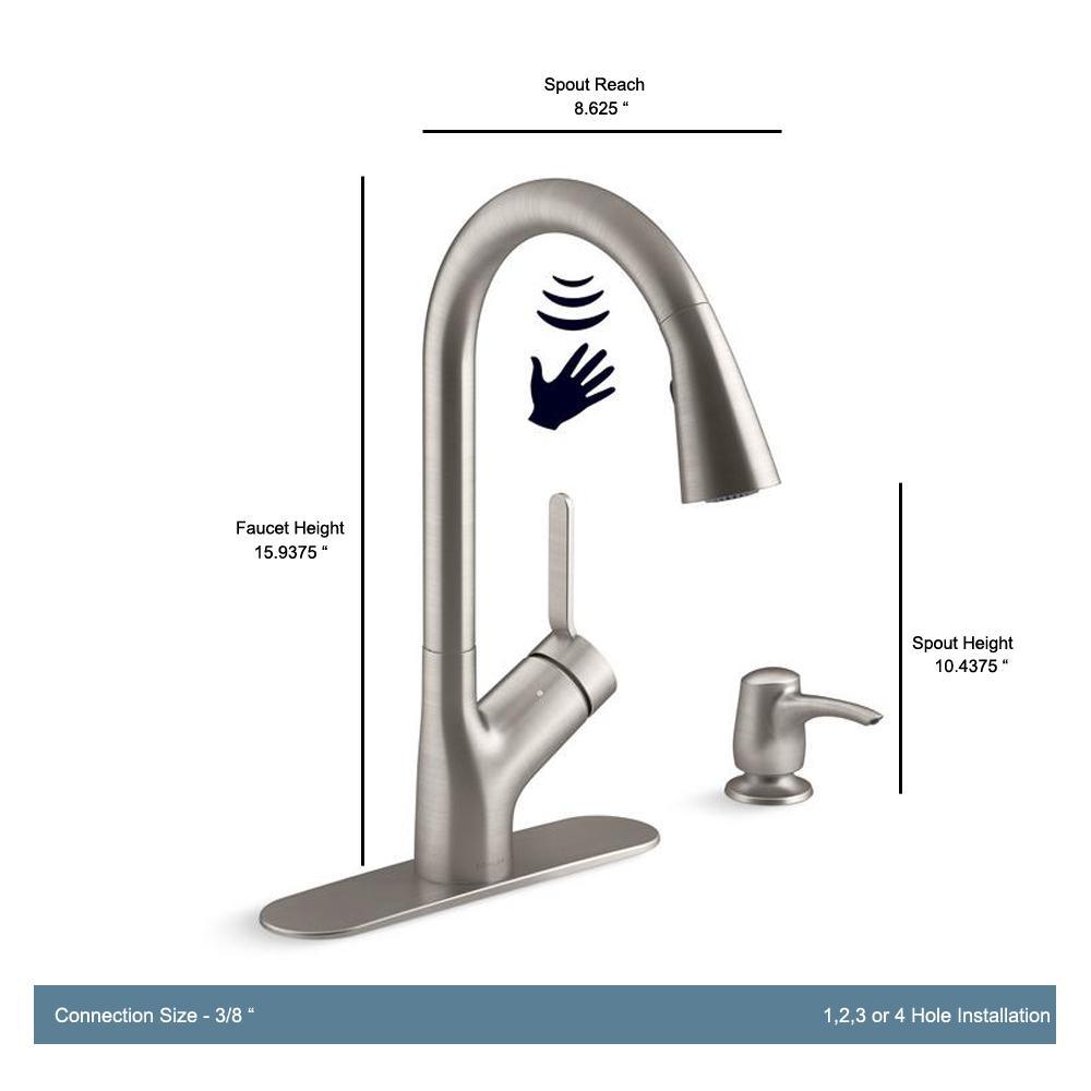 Setra Single-Handle Touchless Pull-Down Sprayer Kitchen Faucet in Vibrant Stainless - Super Arbor
