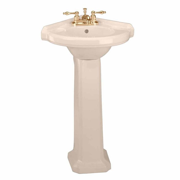 RENOVATORS SUPPLY MANUFACTURING Portsmouth 22 in. Corner Pedestal Bathroom Sink in Biscuit Vessel with Overflow
