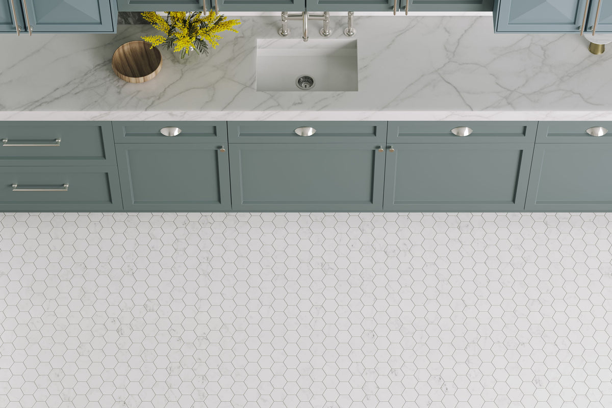 Satori Venatino 12-in x 12-in Polished Natural Stone Marble Look Hexagon Mosaic Wall Tile (0.95-sq. ft/ Piece)