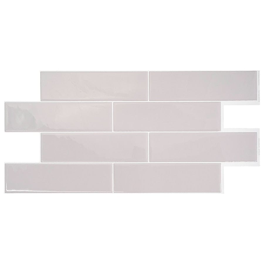 Smart Tiles Oslo Gray 23-in x 11-in Glossy Resin Brick Subway Peel and Stick Wall Tile (2.87-sq. ft/ Carton)