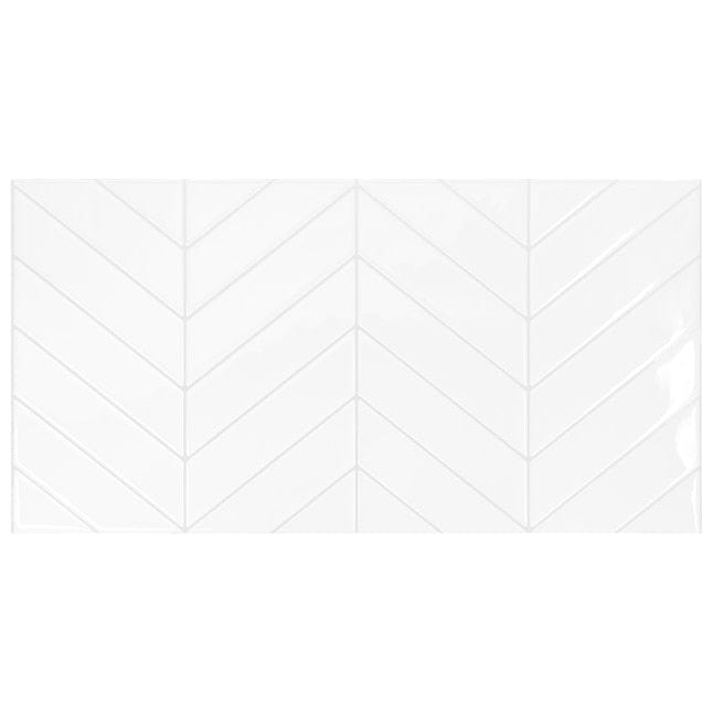 Smart Tiles Blok Chevron White 23-in x 11-in Glossy Resin Brick Subway Peel and Stick Wall Tile (3.57-sq. ft/ Carton)