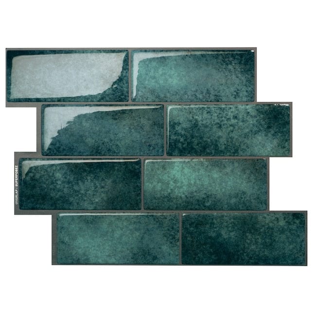 Smart Tiles Metro Medina Green 8-in x 12-in Glossy Resin Brick Subway Peel and Stick Wall Tile (2.21-sq. ft/ Carton)