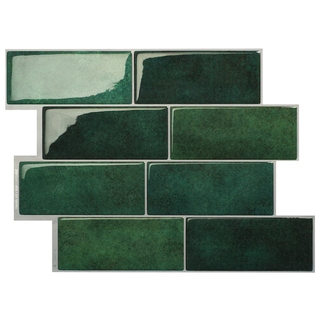 Smart Tiles Metro Fiona Green 8-in x 12-in Glossy Resin Brick Subway Peel and Stick Wall Tile (2.21-sq. ft/ Carton)