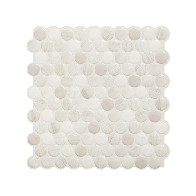 Smart Tiles Penny Terra Beige 9-in x 9-in Glossy Resin Penny Round Subway Peel and Stick Wall Tile (2-sq. ft/ Carton)