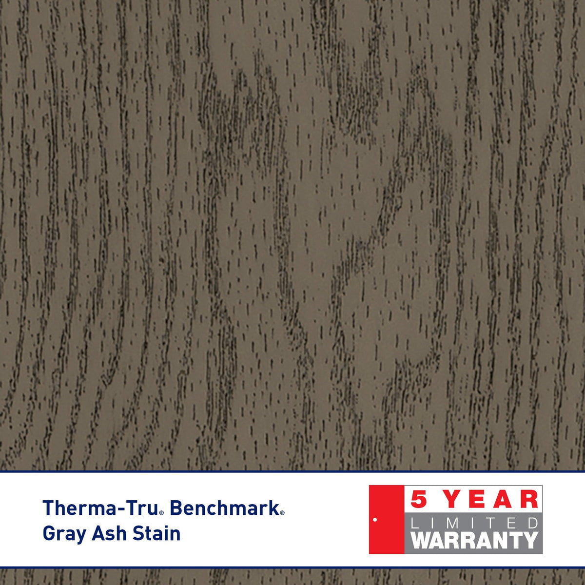 Therma-Tru Benchmark Reed 36-in x 80-in Fiberglass 3/4 Lite Left-Hand Inswing Gray Ash Stained Prehung Single Front Door