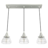 Hunter Cypress Grove 3-Light Brushed Nickel Transitional Clear Glass Linear LED Mini Hanging