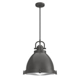 Hunter Bridgemoor 3-Light Noble Bronze Industrial Ribbed Glass Bell LED Medium Hanging Pendant Light