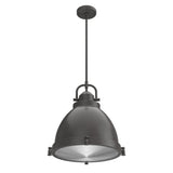 Hunter Bridgemoor 3-Light Noble Bronze Industrial Ribbed Glass Bell LED Medium Hanging Pendant Light