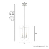 Hunter Sacha 3-Light Brushed Nickel Modern/Contemporary Clear Glass Urn LED Medium Hanging Pendant Light