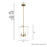 Hunter Sacha 3-Light Alturas Gold Modern/Contemporary Clear Glass Urn LED Medium Hanging Pendant Light