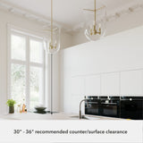 Hunter Sacha 3-Light Alturas Gold Modern/Contemporary Clear Glass Urn LED Medium Hanging Pendant Light