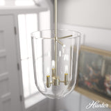 Hunter Sacha 3-Light Alturas Gold Modern/Contemporary Clear Glass Urn LED Medium Hanging Pendant Light