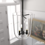 Hunter Sacha 3-Light Natural Iron Modern/Contemporary Clear Glass Urn LED Medium Hanging Pendant Light