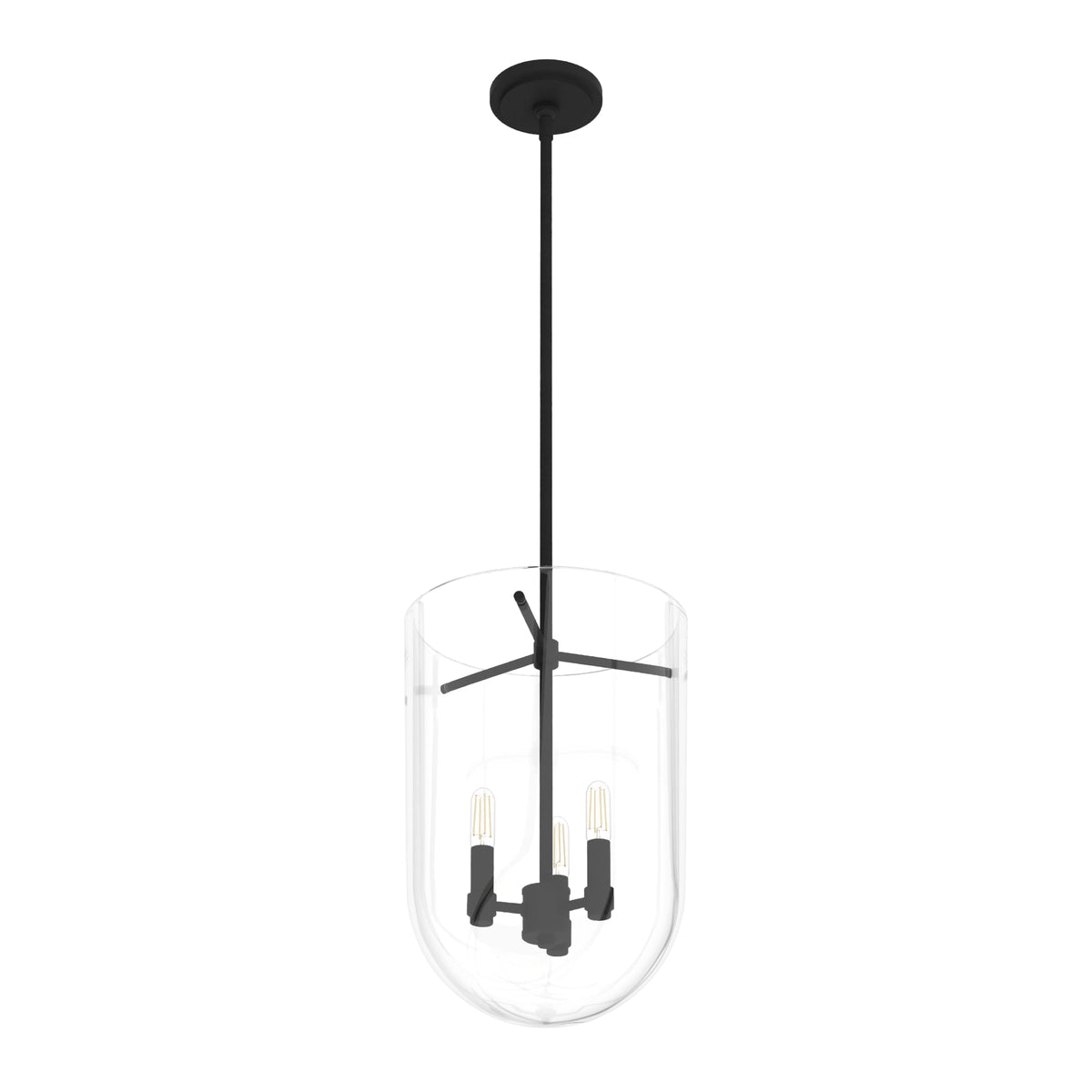 Hunter Sacha 3-Light Natural Iron Modern/Contemporary Clear Glass Urn LED Medium Hanging Pendant Light