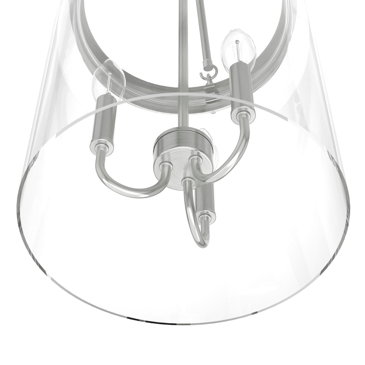 Hunter Devon Park 3-Light Brushed Nickel Transitional Clear Glass Urn LED Medium Hanging Pendant Light