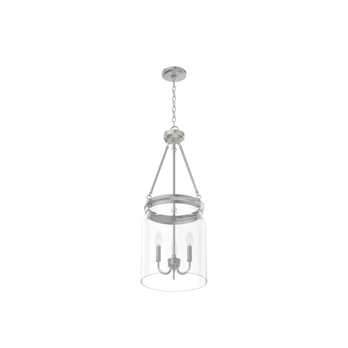 Hunter Devon Park 3-Light Brushed Nickel Transitional Clear Glass Urn LED Medium Hanging Pendant Light