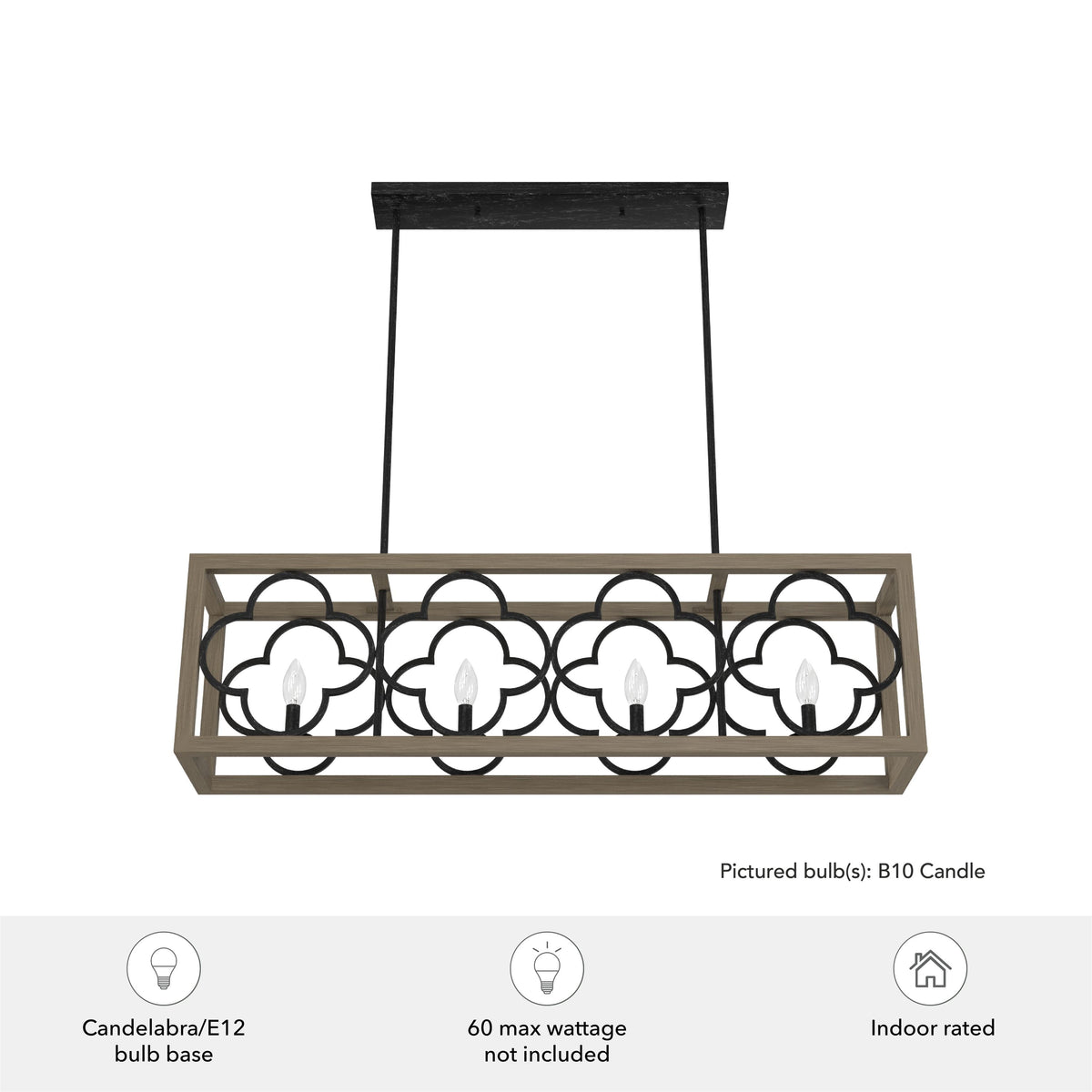 Hunter Gablecrest 4-Light Matte Black Transitional Led Chandelier