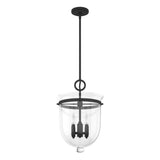 Hunter Belltown 4-Light Natural Iron Transitional Clear Glass Urn LED Medium Hanging Pendant Light