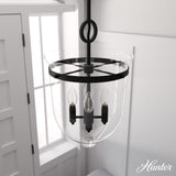 Hunter Belltown 4-Light Natural Iron Transitional Clear Glass Urn LED Medium Hanging Pendant Light