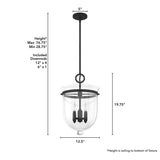 Hunter Belltown 4-Light Natural Iron Transitional Clear Glass Urn LED Medium Hanging Pendant Light