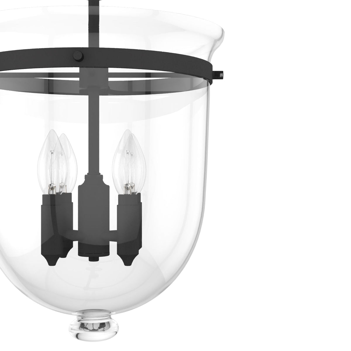 Hunter Belltown 4-Light Natural Iron Transitional Clear Glass Urn LED Medium Hanging Pendant Light